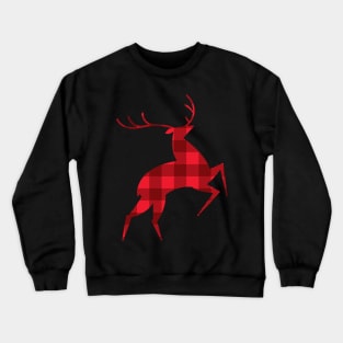 Christmas Deer in red plaid texture Crewneck Sweatshirt